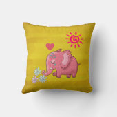 ピンクお洒落の象いくつかのデイジー クッション (裏面)