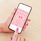 ピンクお洒落の赤い波状フレームバチェロレッテ 招待状