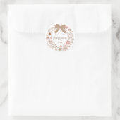 ピンクお洒落の雪片リースクリスマスシール ラウンドシール (バッグ)