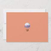 ピンクお洒落の雲を持つバニー熱気球 招待状 (裏面)