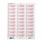 ピンクお洒落の魔法のユニコーンバタフライ&花模様 ラベル (フルシート)