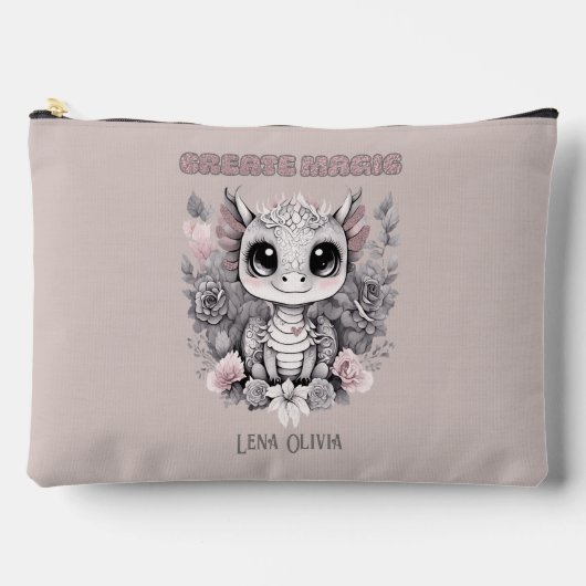 ピンクお洒落の「魔法を作成」リトルドラゴン アクセサリーポーチ (正面)