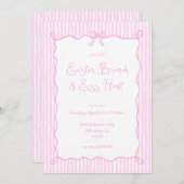 ピンクお洒落イースターブランチ&エッグ狩り招待状 招待状 (正面/裏面)