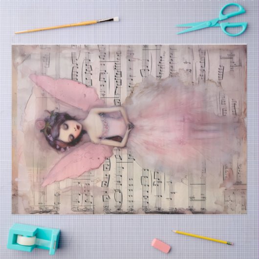 ピンクお洒落エンジェルシリーズデザイン#11 薄葉紙 (クラフト)