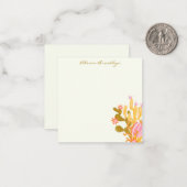 ピンクお洒落オレンジサボテンイラストレーションカスタム ノートカード (正面/裏面インサイチュ)