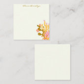 ピンクお洒落オレンジサボテンイラストレーションカスタム ノートカード (正面/裏面)