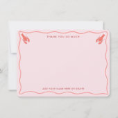 ピンクお洒落オレンジロブスタードードルブライダルシャワー サンキューカード (正面)