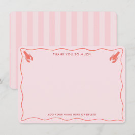 ピンクお洒落オレンジロブスタードードルブライダルシャワー サンキューカード
