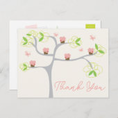 ピンクお洒落カップケーキツリー誕生日ありがとう ポストカード (正面/裏面)