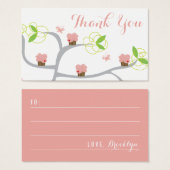 ピンクお洒落カップケーキツリー誕生日DIYギフトラベル (正面&裏面)