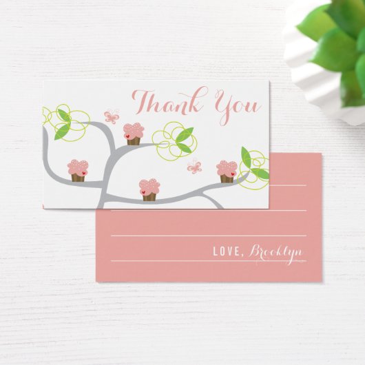 ピンクお洒落カップケーキツリー誕生日DIYギフトラベル (デスク)