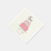 ピンクお洒落ガール2ndバースデーケーキキッズパーティー スタンダードカクテルナプキン (角)