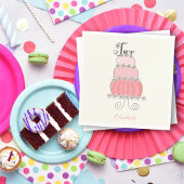ピンクお洒落ガール2ndバースデーケーキキッズパーティー スタンダードカクテルナプキン