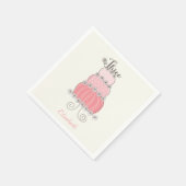 ピンクお洒落ガール3rdバースデーケーキキッズパーティー スタンダードカクテルナプキン (角)