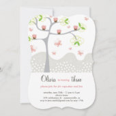 ピンクお洒落クッケーキツリーガール誕生日招待状 招待状 (正面)