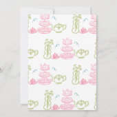 ピンクお洒落グリーン手引き茶ブライダルシャワー 招待状 (裏面)