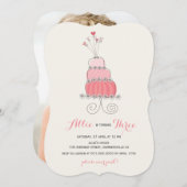 ピンクお洒落ケーキガールバースデーパーティー招待状 招待状