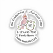 ピンクお洒落コカトモノグラムクラシックラウンドスティ シール (正面)