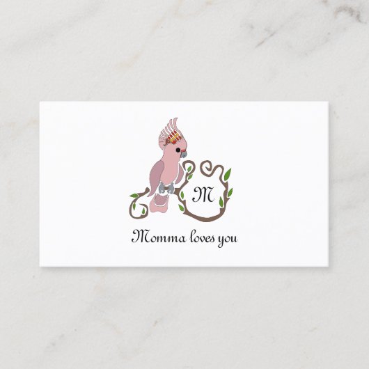 ピンクお洒落コカトモノグラム 名刺 (正面)