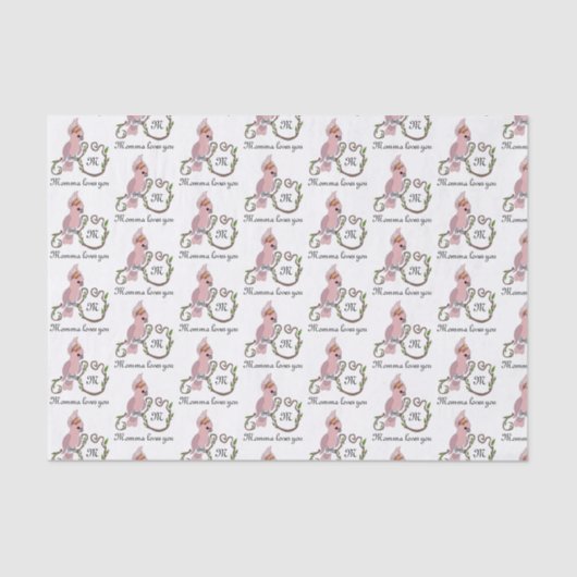 ピンクお洒落コカトモノグラム 薄葉紙 (正面)