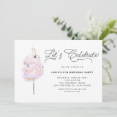 ピンクお洒落コットンキャンディガールズバースデーパーティー 招待状 (スタンド正面)
