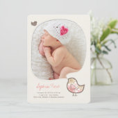 ピンクお洒落シック赤ちゃん出産発表 案内状 (スタンド正面)