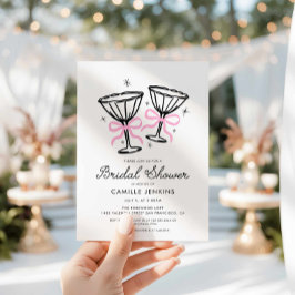 ピンクお洒落シャンパンブライダルシャワー招待 招待状