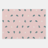 ピンクお洒落スカンジナビアのクリスマス植物学 ラッピングペーパーシート (正面)