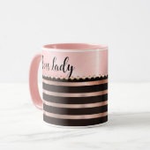 ピンクお洒落ストライプのボスレディーマグ マグカップ (正面左)