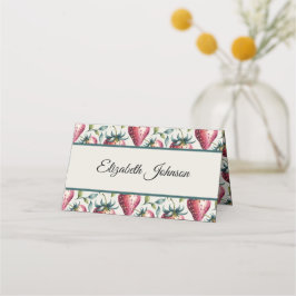 ピンクお洒落ストロベリーサマーゲスト名 プレイスカード