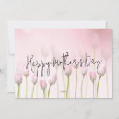 ピンクお洒落チューリップ母の日のスクリプトブランチ 招待状 (裏面)