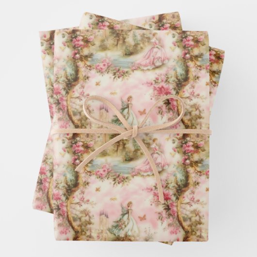 ピンクお洒落トイルラッピング紙シート ラッピングペーパーシート (インサイチュ)