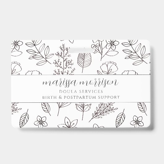 ピンクお洒落ドゥラバッジに手書きフローラ バッジ (表面)