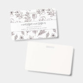 ピンクお洒落ドゥラバッジに手書きフローラ バッジ (表裏)