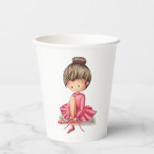 ピンクお洒落ドレスを着たバレエダンサー 紙コップ (正面)