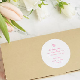 ピンクお洒落ドードルハート結婚式の引き出物 ラウンドシール