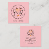 ピンクお洒落ハート助産師又はダラ スクエア名刺 (正面/裏面)