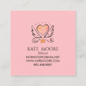 ピンクお洒落ハート助産師又はダラ スクエア名刺 (裏面)