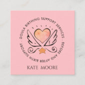 ピンクお洒落ハート助産師又はダラ スクエア名刺 (正面)