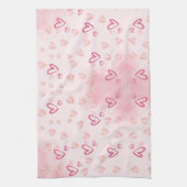 ピンクお洒落ハート キッチンタオル (縦)
