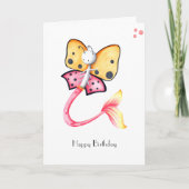 ピンクお洒落バタフライハッピーバースデー カード (正面)