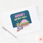 ピンクお洒落バーガーとフライスの誕生日パーティー スクエアシール (封筒)