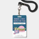 ピンクお洒落バーガーとフライスの誕生日パーティー バッジ (Front with Lanyard)