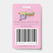 ピンクお洒落バーガーとフライスの誕生日パーティー バッジ (Back)