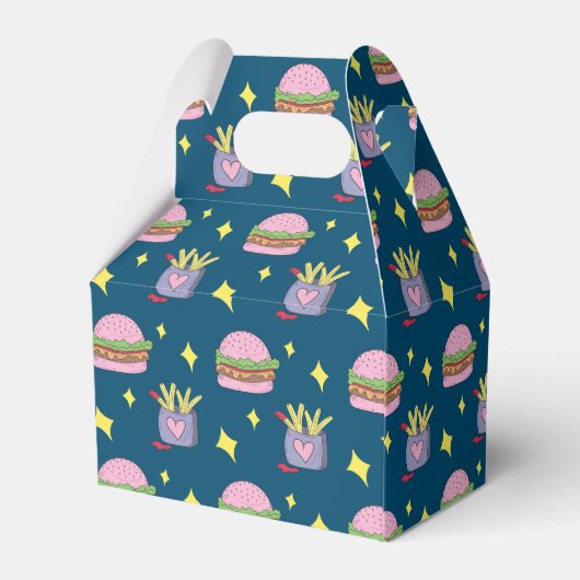 ピンクお洒落バーガーとフライスの誕生日パーティー フェイバーボックス (裏面サイド)