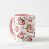 ピンクお洒落パンプキンコテージコアウォーター色 マグカップ (正面左)