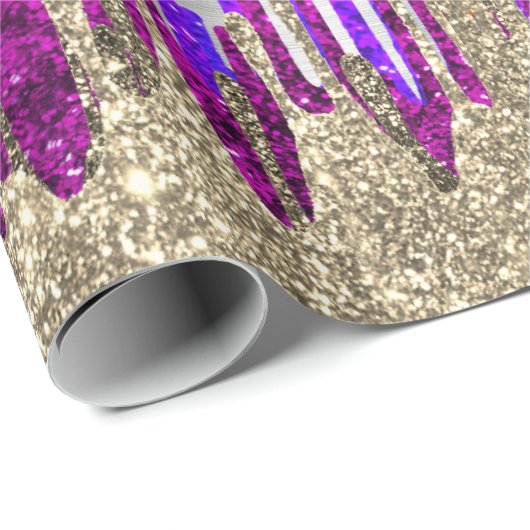 ピンクお洒落パープルグリッター金ゴールド乾燥 ラッピングペーパー (ロールコーナー)