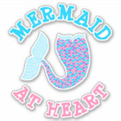 ピンクお洒落パープルブルーマーメイドアットハートテール シール (正面)