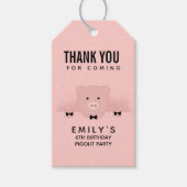 ピンクお洒落ピグキュートファームアニマル誕生日 ギフトタグ (正面)