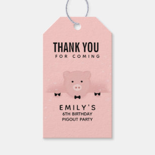 ピンクお洒落ピグキュートファームアニマル誕生日 ギフトタグ